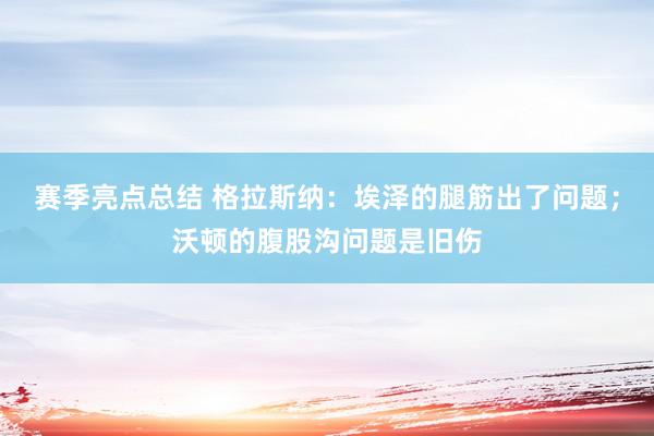 赛季亮点总结 格拉斯纳：埃泽的腿筋出了问题；沃顿的腹股沟问题是旧伤