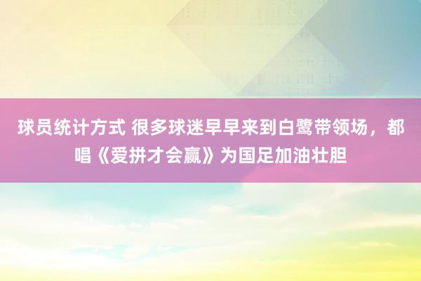 球员统计方式 很多球迷早早来到白鹭带领场，都唱《爱拼才会赢》为国足加油壮胆