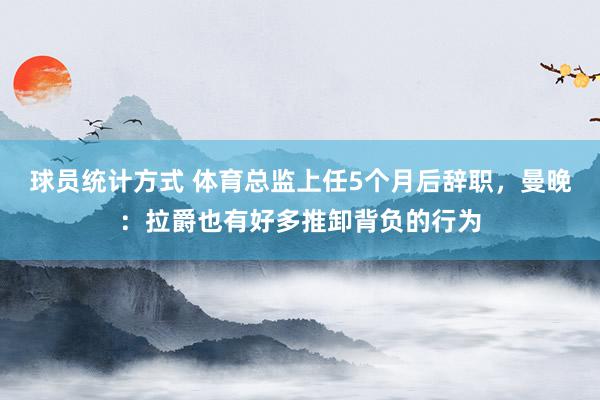 球员统计方式 体育总监上任5个月后辞职，曼晚：拉爵也有好多推卸背负的行为