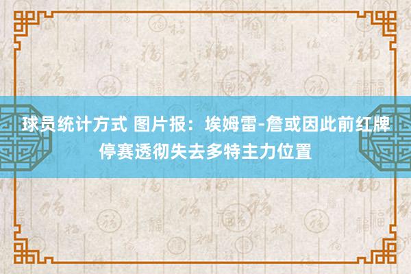 球员统计方式 图片报：埃姆雷-詹或因此前红牌停赛透彻失去多特主力位置