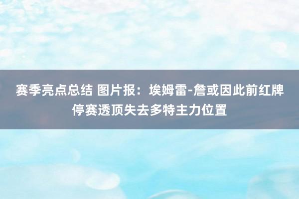 赛季亮点总结 图片报：埃姆雷-詹或因此前红牌停赛透顶失去多特主力位置