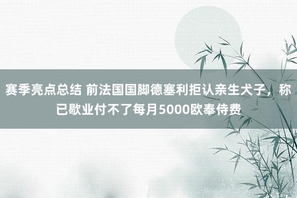 赛季亮点总结 前法国国脚德塞利拒认亲生犬子，称已歇业付不了每月5000欧奉侍费