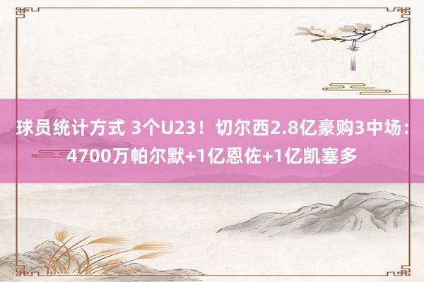 球员统计方式 3个U23！切尔西2.8亿豪购3中场：4700万帕尔默+1亿恩佐+1亿凯塞多