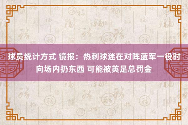 球员统计方式 镜报：热刺球迷在对阵蓝军一役时向场内扔东西 可能被英足总罚金