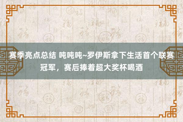 赛季亮点总结 吨吨吨~罗伊斯拿下生活首个联赛冠军，赛后捧着超大奖杯喝酒