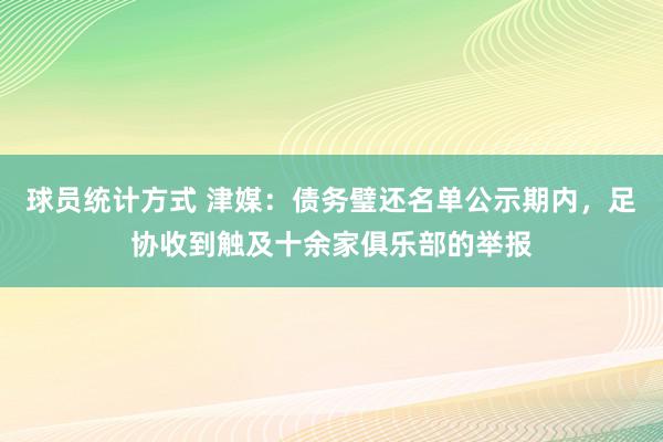 球员统计方式 津媒：债务璧还名单公示期内，足协收到触及十余家俱乐部的举报